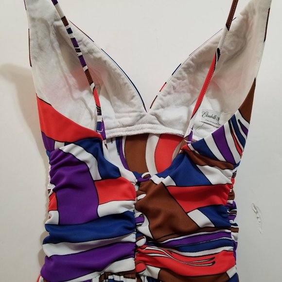 XXS - XS 00 - 0 Elisabeth Stewart Vintage 70s Halter Top Maxi Dress Geometric - Picture 3 of 8